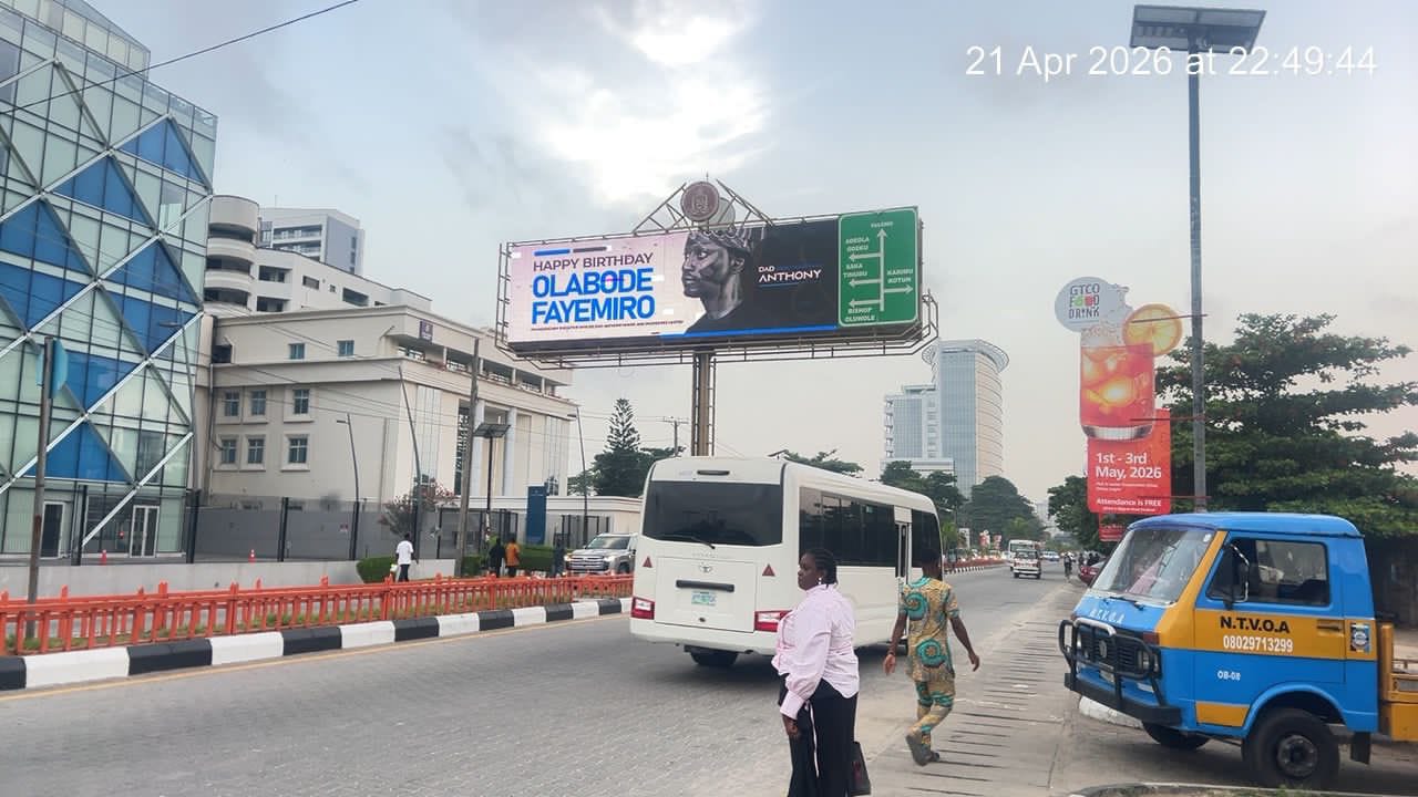 LED board integrated into a Lagos urban setting