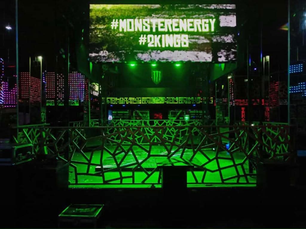 Green-lit stage from Monster Energy Drinks’ 2kings promotion.