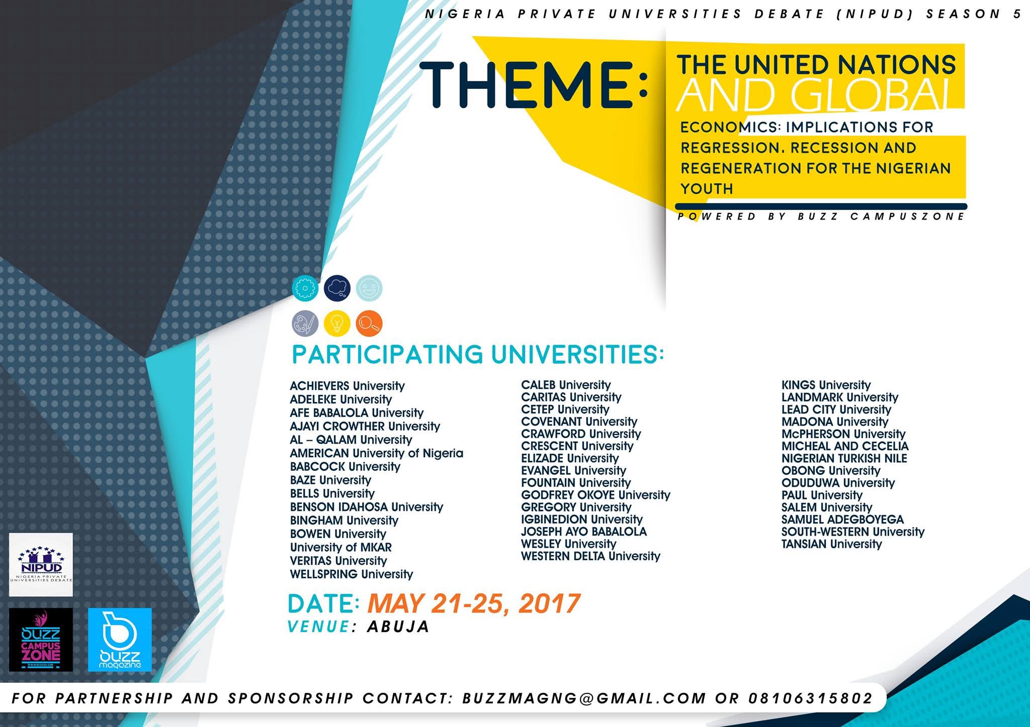 NIPUD Season 5 debate event artwork for participating private universities.